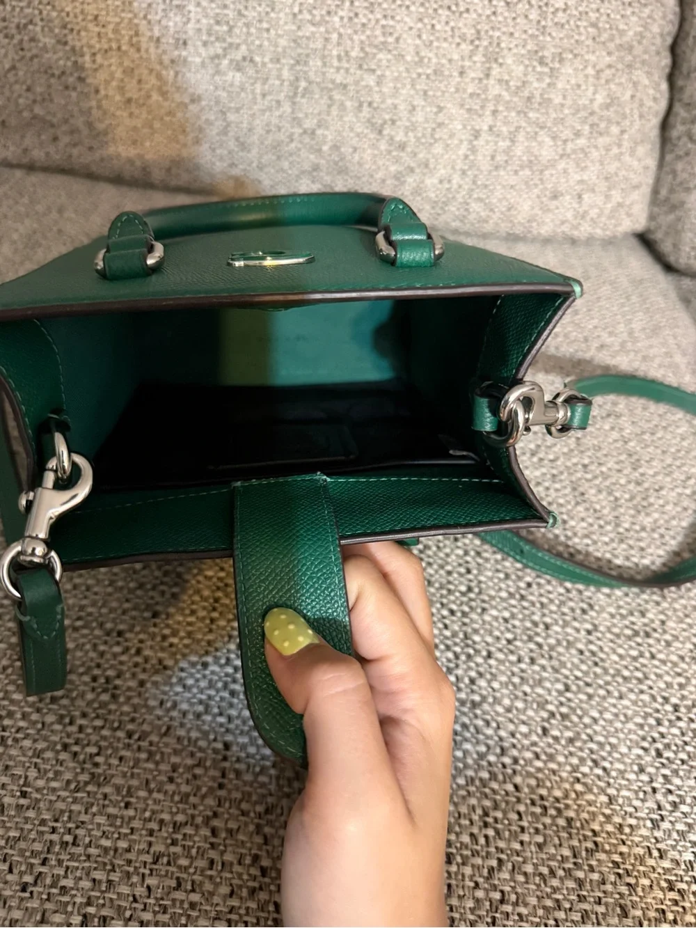 Coach Green Structured Leather Crossbody Tote